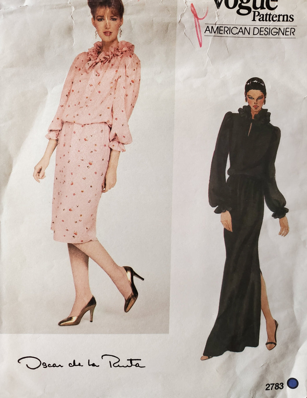 Vintage Vogue Pattern 2783, UNCUT, Designer Original Oscar de la Renta, Misses Dress, size 10