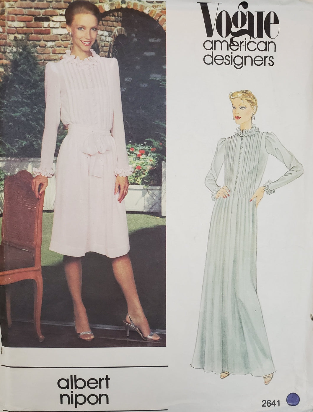 Vintage Vogue Pattern 2641, UNCUT, American Designer Albert Nipon, Misses Dress Size 8, Very Rare