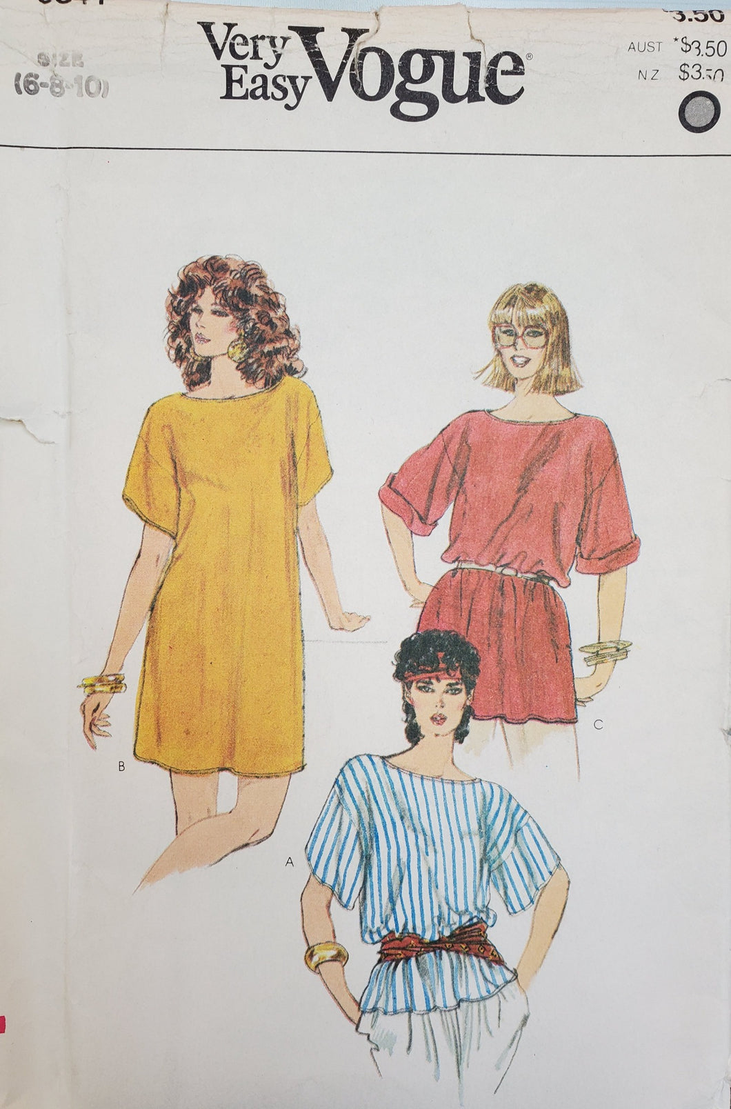 Vintage Vogue 8341 UNCUT Misses Dress / Tunic / Top, Size 6-8-10, Rare