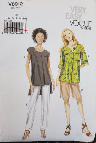 Vogue 8912 UNCUT Misses Tunic / Blouse & Pants, Size 8-10-12-14-16, Extremely Rare