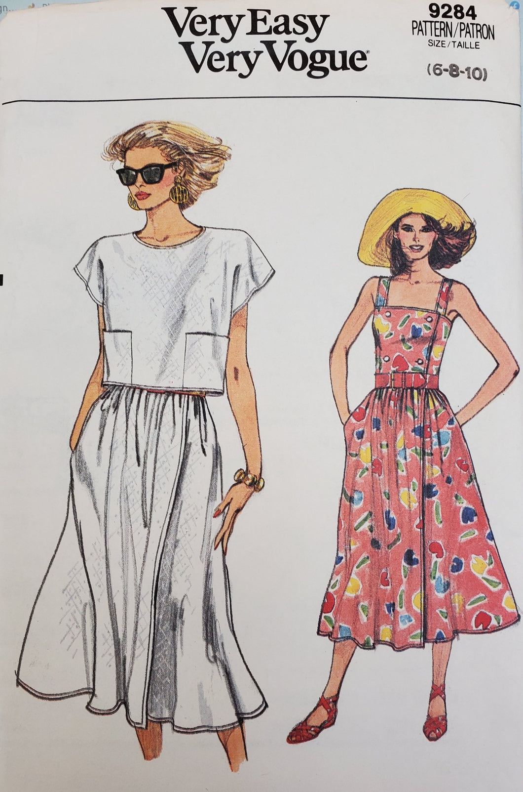 Vintage Vogue Pattern 9284, UNCUT, Misses Dresses 6-8-10 