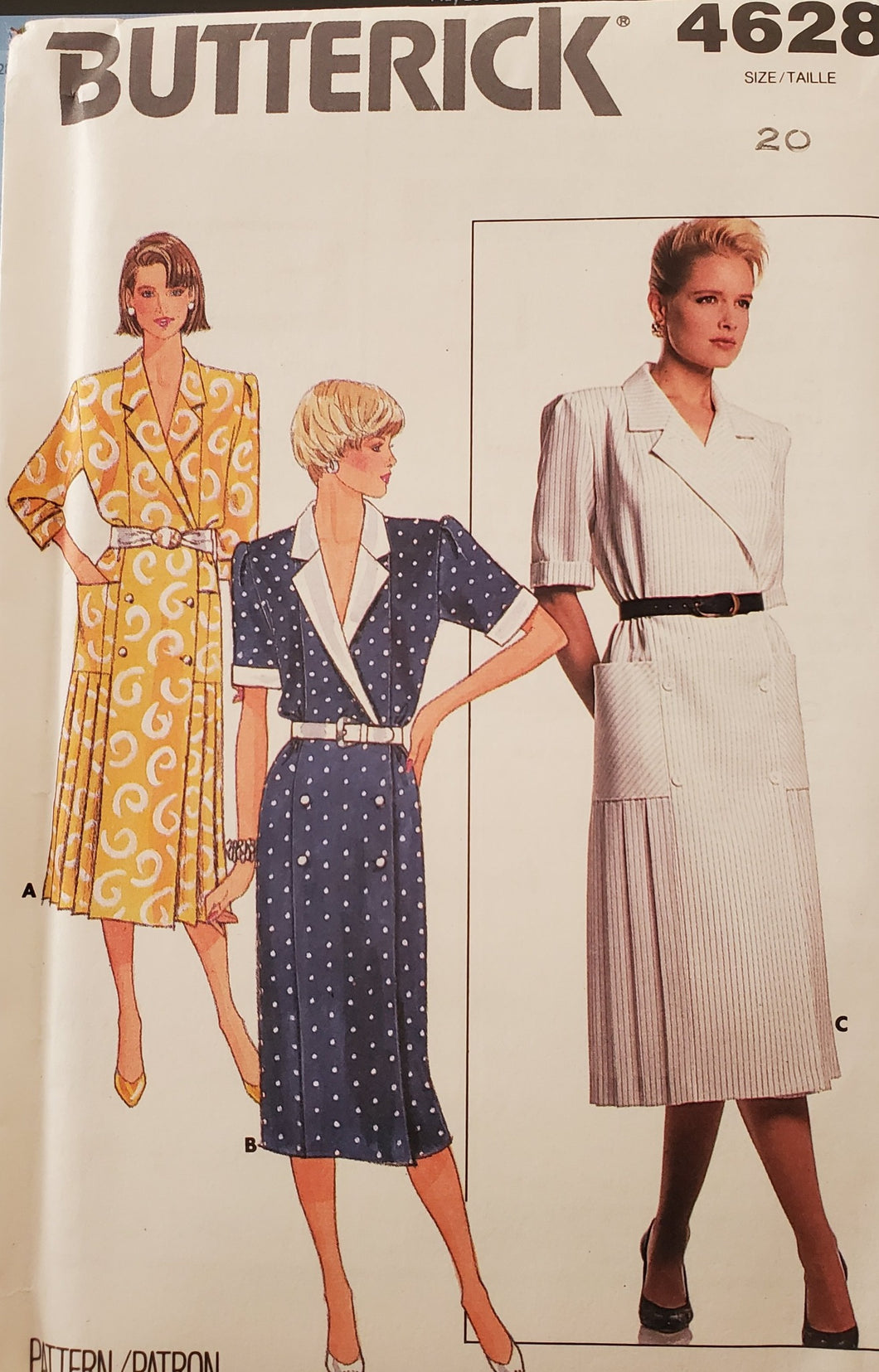 Vintage Vogue Pattern 4628, UNCUT, Misses Dress, Size 20 