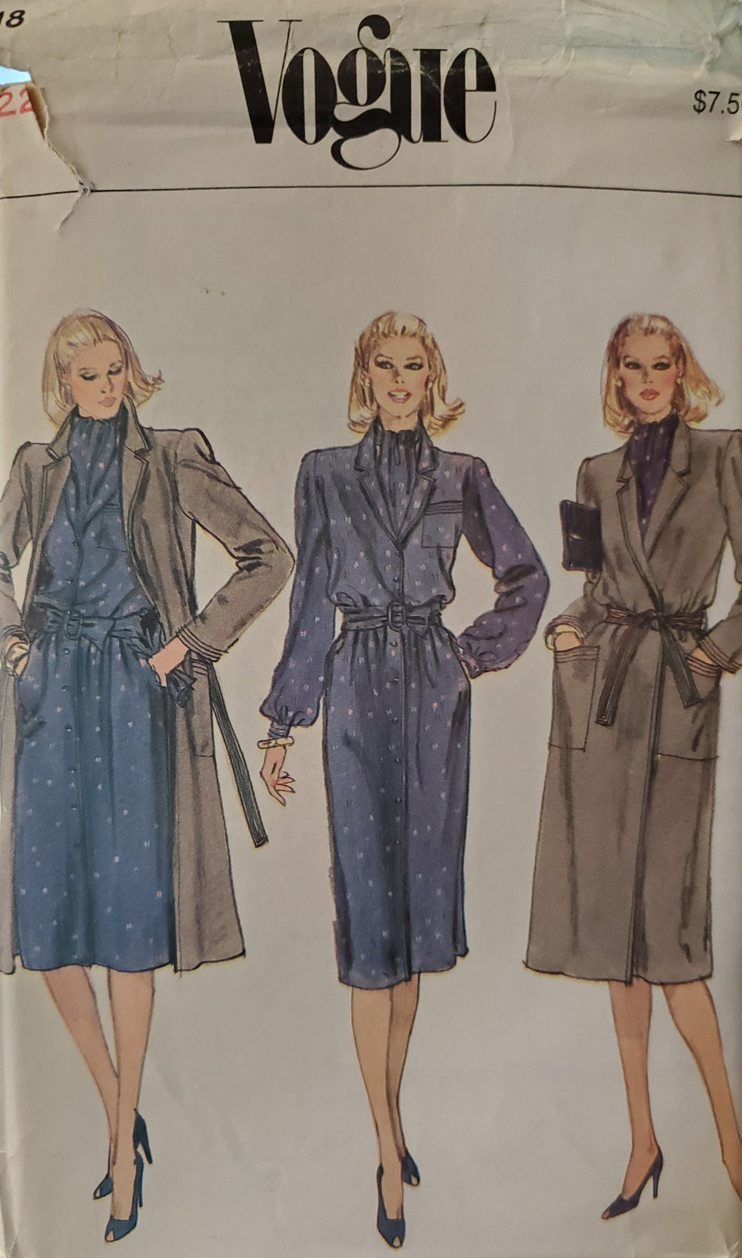  Vintage Vogue Pattern 7818, UNCUT, Misses Dress & Coat