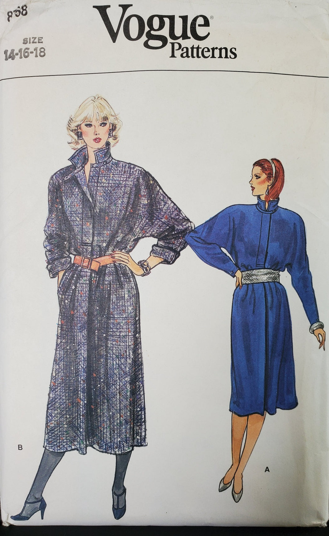 Vintage Vogue Pattern 8768, UNCUT, Misses Vogue Dresses, Sizes 14-16-18