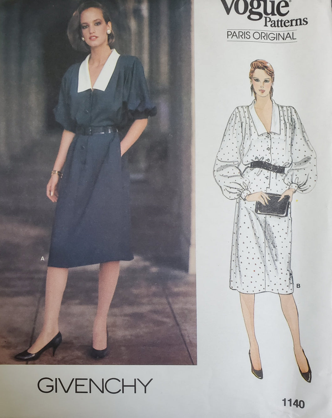Vintage Vogue Pattern 1140 UNCUT Paris Designer Original Givenchy, Misses Dresses, Size 10, Rare