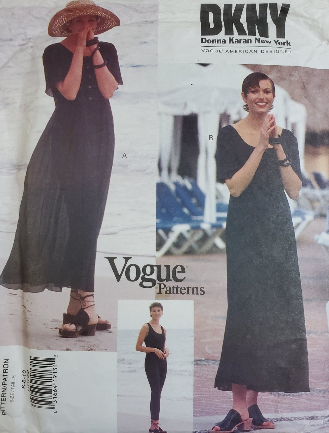 Vintage Vogue Pattern 1375, UNCUT, DKNY, Misses Dresses and Bodysuit Misses 6-8-10