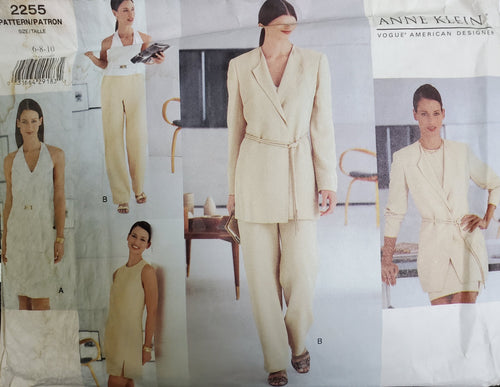 Vintage Vogue Pattern 2255, UNCUT, American Designer Anne Klein, Misses Dress, Jacket, Top, Skirt and Pants 6-8-10