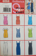 Load image into Gallery viewer, Butterick Pattern 6068, UNCUT, Misses Dresses, Sizes 18-20-22
