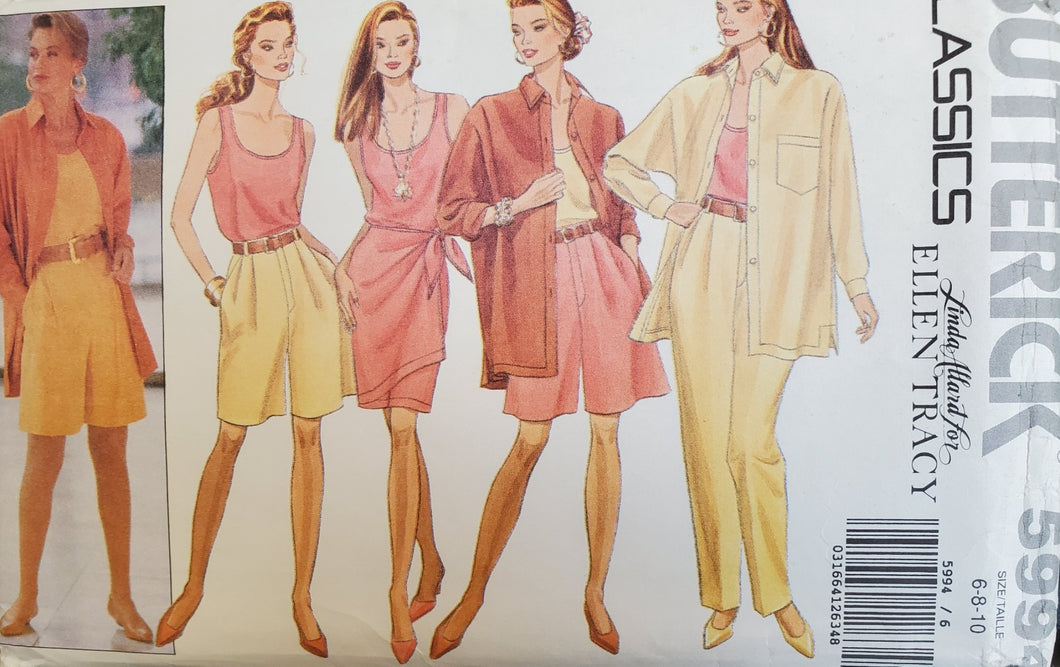 Butterick Pattern 5994, UNCUT, Misses Classics, Sizes 6-8-10