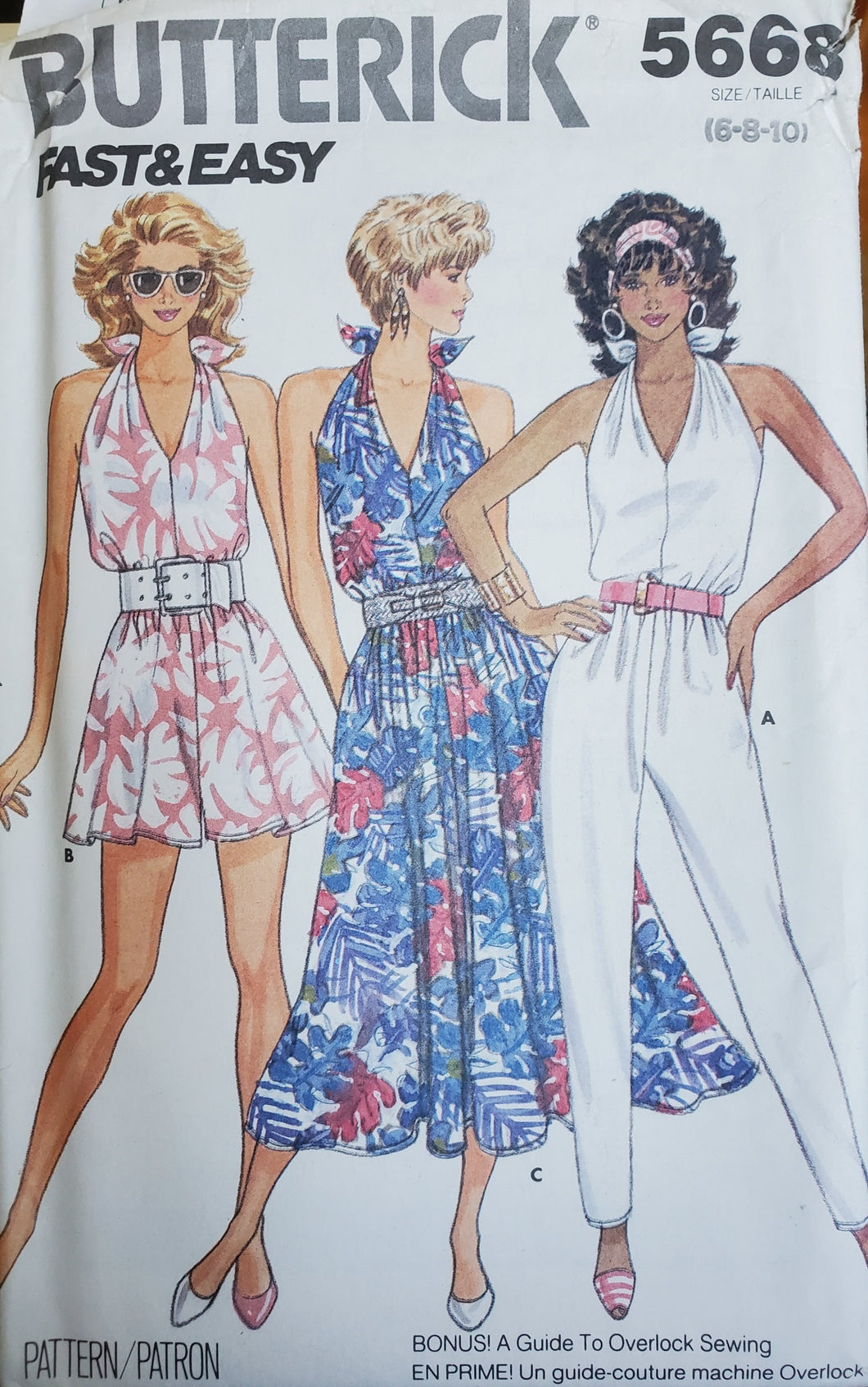 Vintage Butterick Pattern 5668, UNCUT, Misses Dresses and Jumpsuits, Sizes 6-8-10
