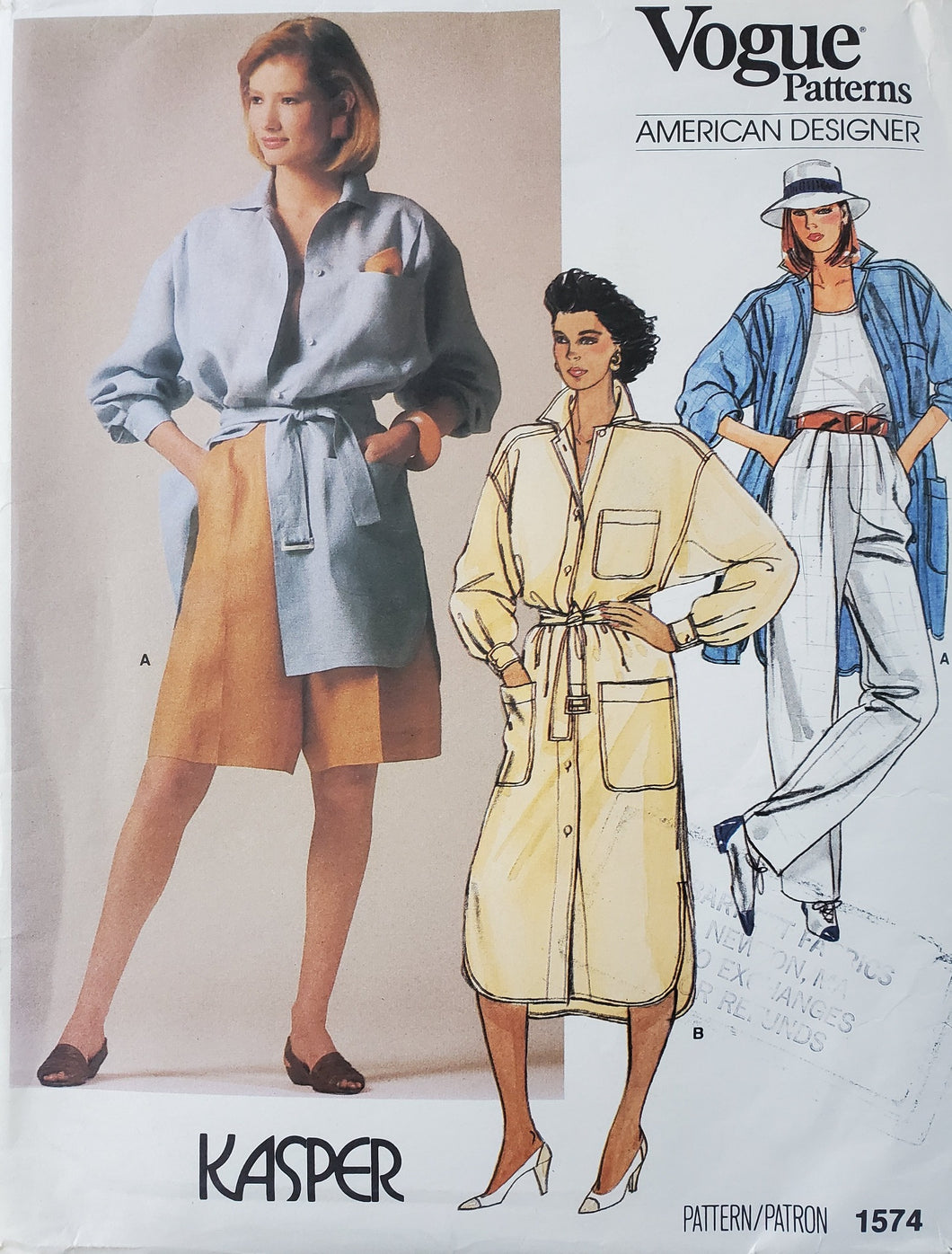 Vintage Vogue Pattern 1574, UNCUT, Designer Original Kasper, Dresses, Pants, Jackets, Shorts, Misses Size 10