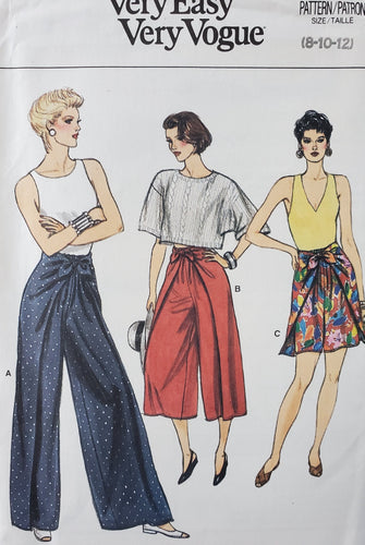 Vintage Vogue Pattern 9590, UNCUT, Very Easy Pants and Shorts, Misses Sizes 8-10-12