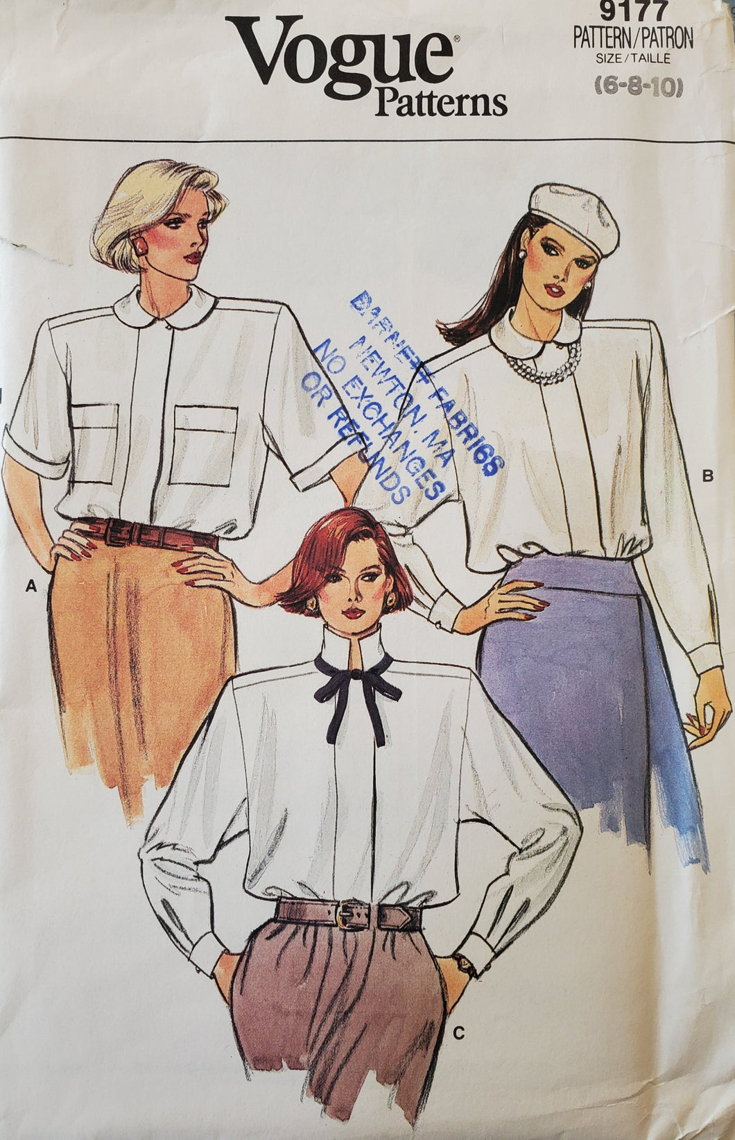 Vogue Pattern 9177, blouse, size 6-8-10