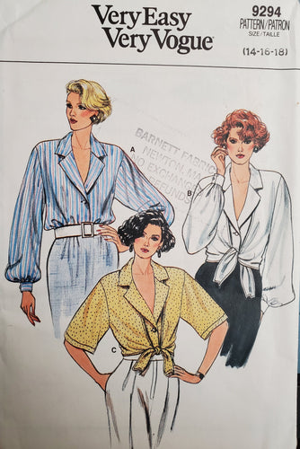 Vogue Pattern 9294 Blouses