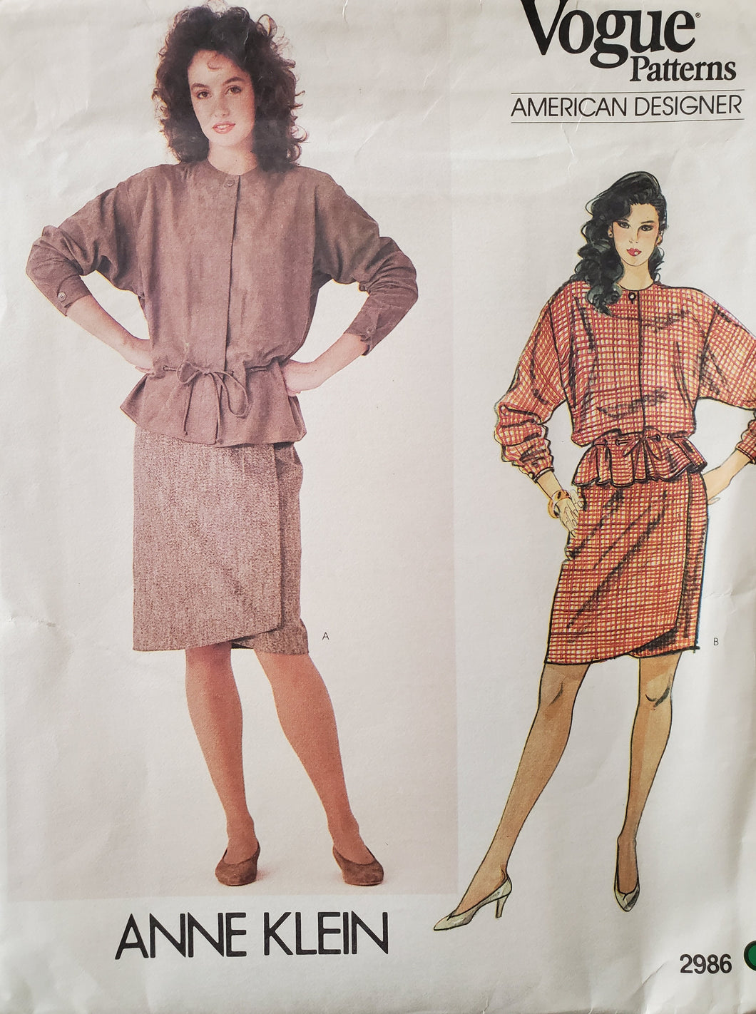 Vintage Vogue Pattern 2986, UNCUT, Anne Klein, Misses Skirt and Jacket Size 14