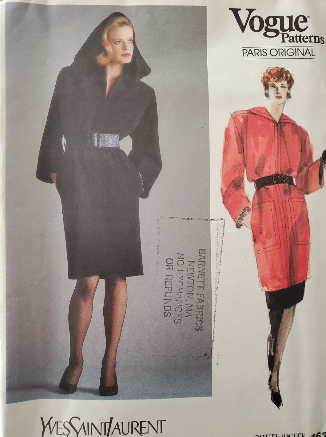 Vogue Pattern 1630 Misses Hooded Coat