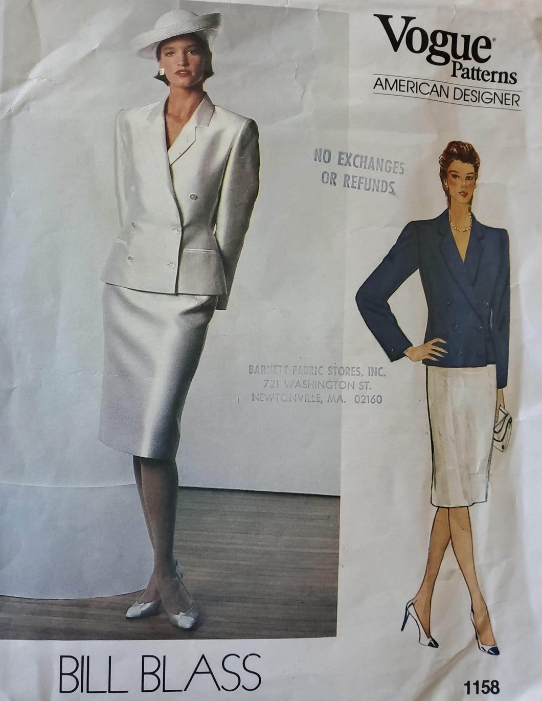 Vogue 1158 Bill Blass Skirt and Jacket, Size 10