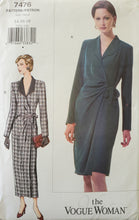 Load image into Gallery viewer, Vintage Vogue 7476 Semi-fitted Wrap Dress, Misses Size 14-16-18
