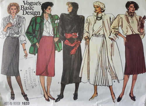 Vogue 1633 UNCUT Straight Wrap Skirt