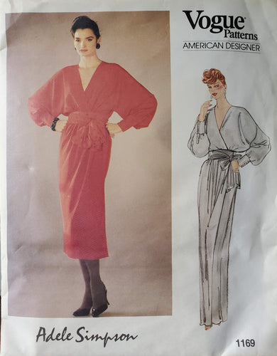 Vintage Vogue Pattern 1169, UNCUT, American Designer Adele Simpson, Misses Dress, Size 12 