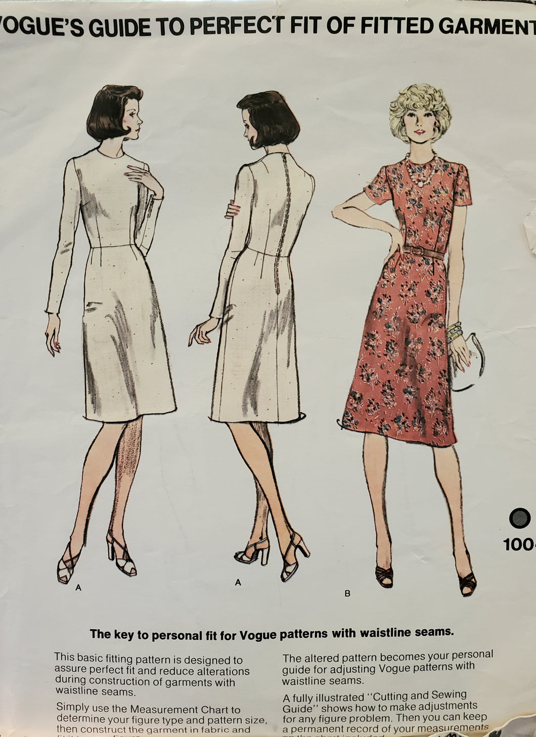 Vintage Vogue 1004 Dress Fitting Guide, Misses Size 6, UNCUT