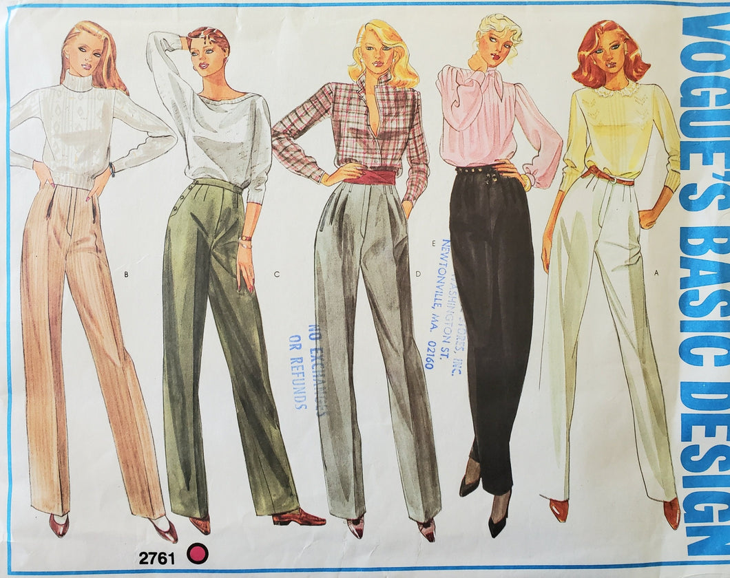Vintage Vogue 2761 - Misses Pants, UNCUT