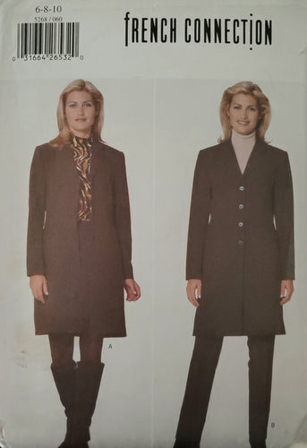 Butterick 5268 UNCUT, French Connection Coat, Skirt and Pants, Size 6-8-10