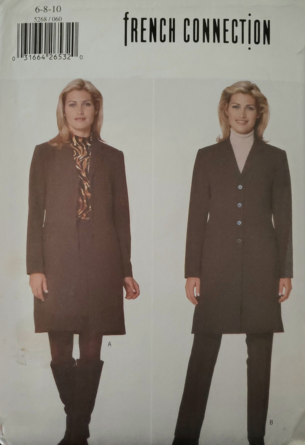 Butterick 5268 UNCUT, French Connection Coat, Skirt and Pants, Size 6-8-10