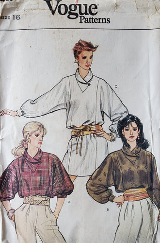 Vintage Vogue 8430, Tunic & Blouse UNCUT, Size 16, Very Rare