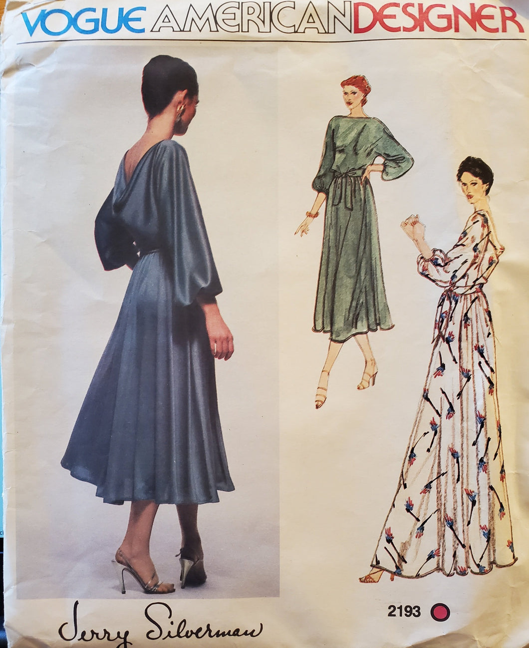 Vintage Vogue Pattern 2193, UNCUT, Designer Original Jerry Silverman, Misses Formal Dress Styles, Size 8