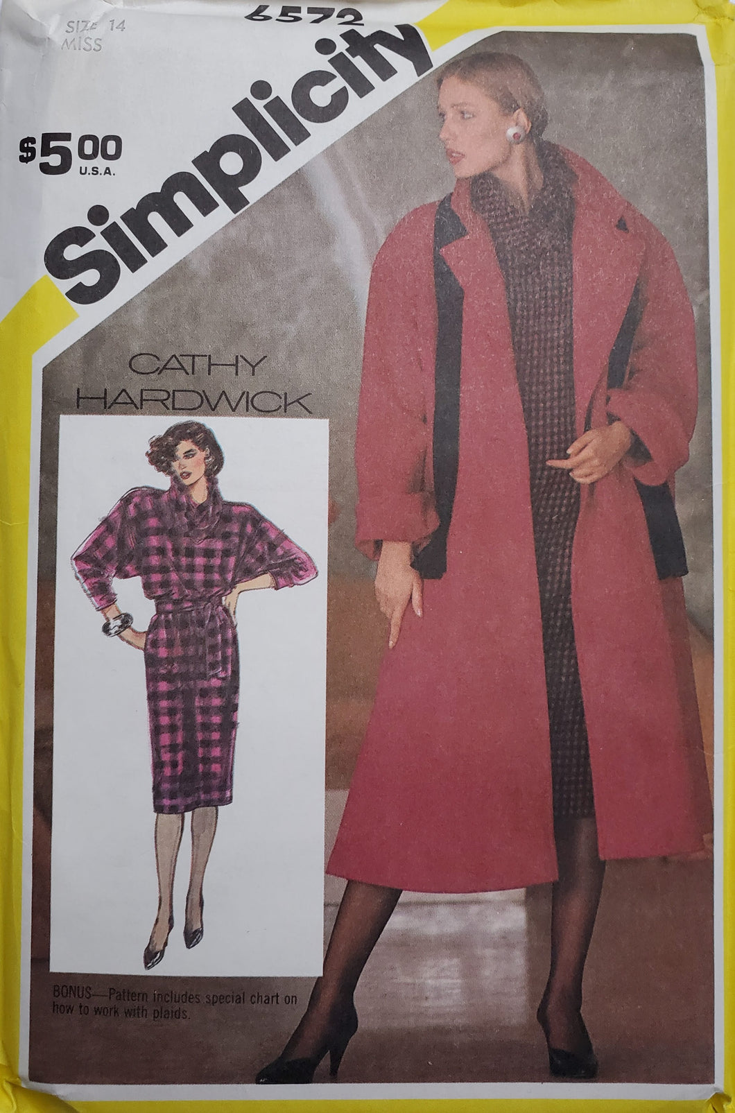 Simplicity 6572 UNCUT, Cathy Hardwick Dress and Coat, Misses Size 14