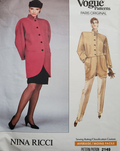 Vogue 2149 Jacket, Skirt and Pants, Misses Size 12