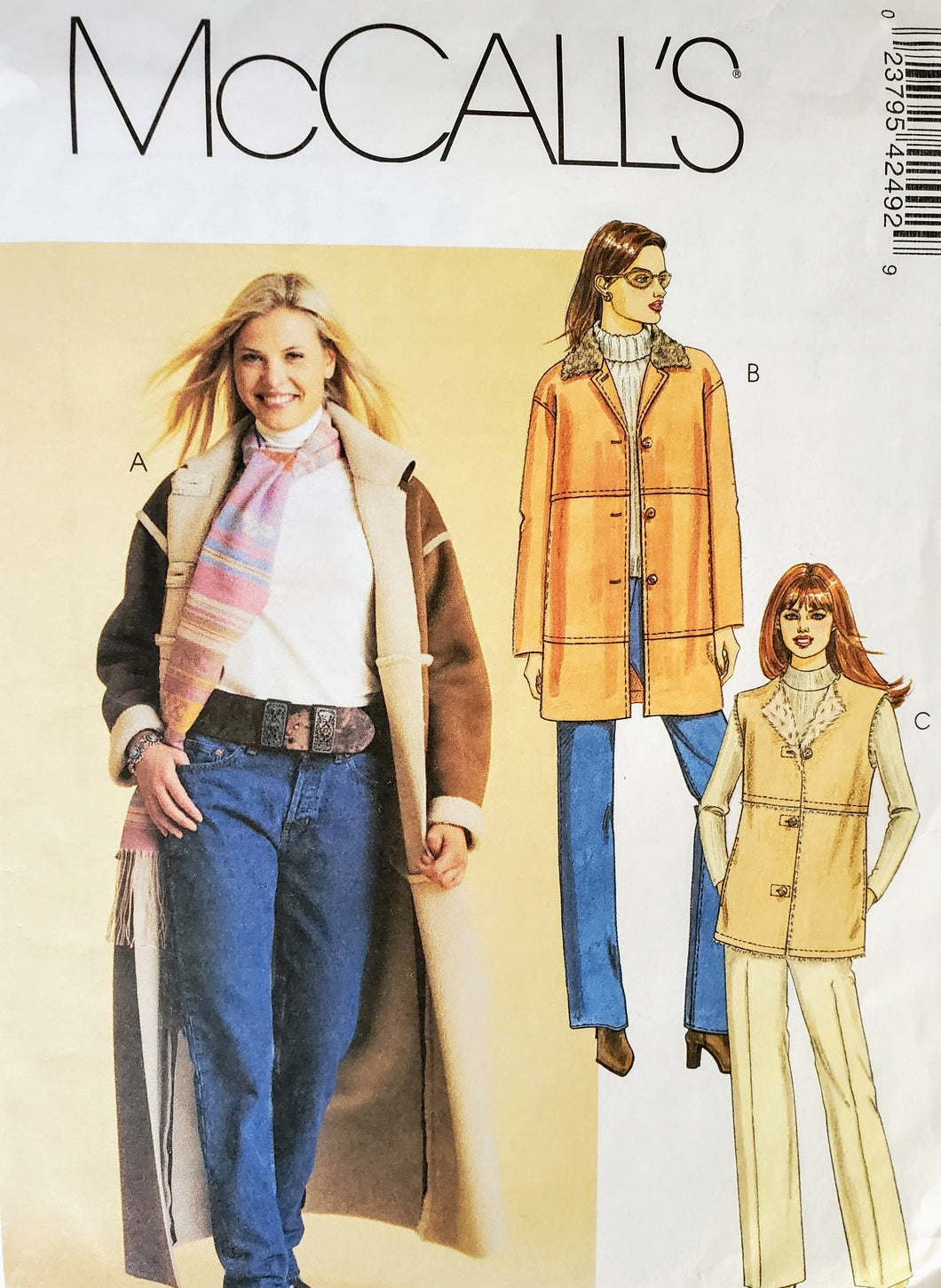 Vintage McCalls 4249, UNCUT, Vest, Coat and Jacket, Misses Lrg - Xlg - Xxl