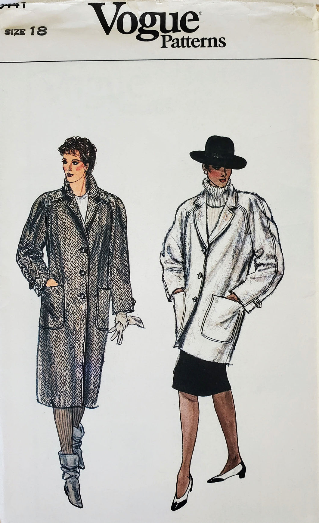 Vintage Vogue Pattern 8441, UNCUT,  Misses Coat and Jacket, Size 18