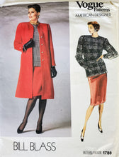 Load image into Gallery viewer, Vogue Pattern 1788, UNCUT, Coat, Jacket and Skirt and Top, American Designer Bill Blass, Misses Sizes 14-16-18
