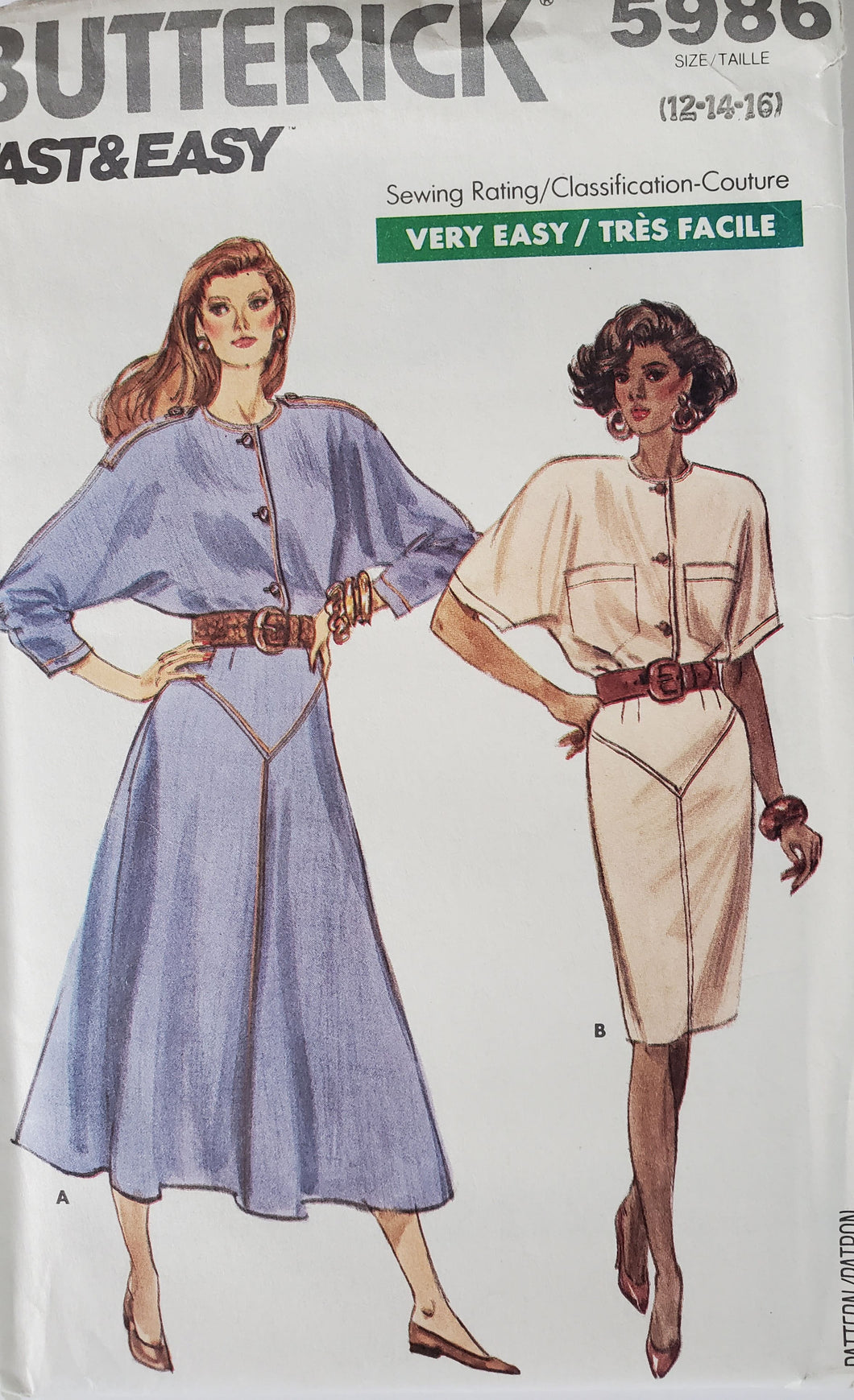 Vintage Butterick UNCUT 5986 Misses Skirt and Top Size 12-14-16