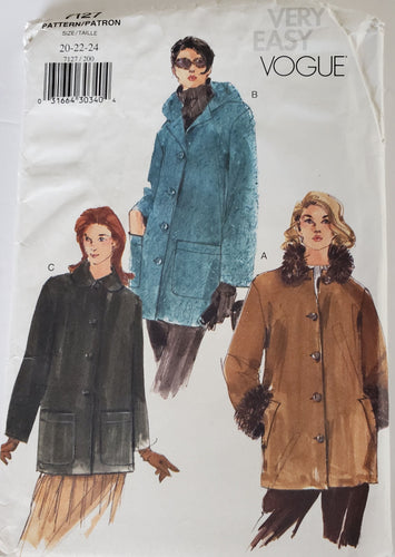 Vogue 7127 Easy Jacket, Hooded Option, Size 20-22-24