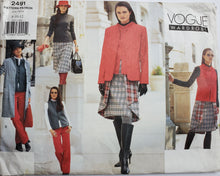 Load image into Gallery viewer, Vogue 2491, UNCUT, UNUSED, Skirt, Vest, Jacket, Coat, Pants
