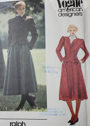 Vogue 2615 Ralph Lauren Skirt and Tailored Jacket, Size 8