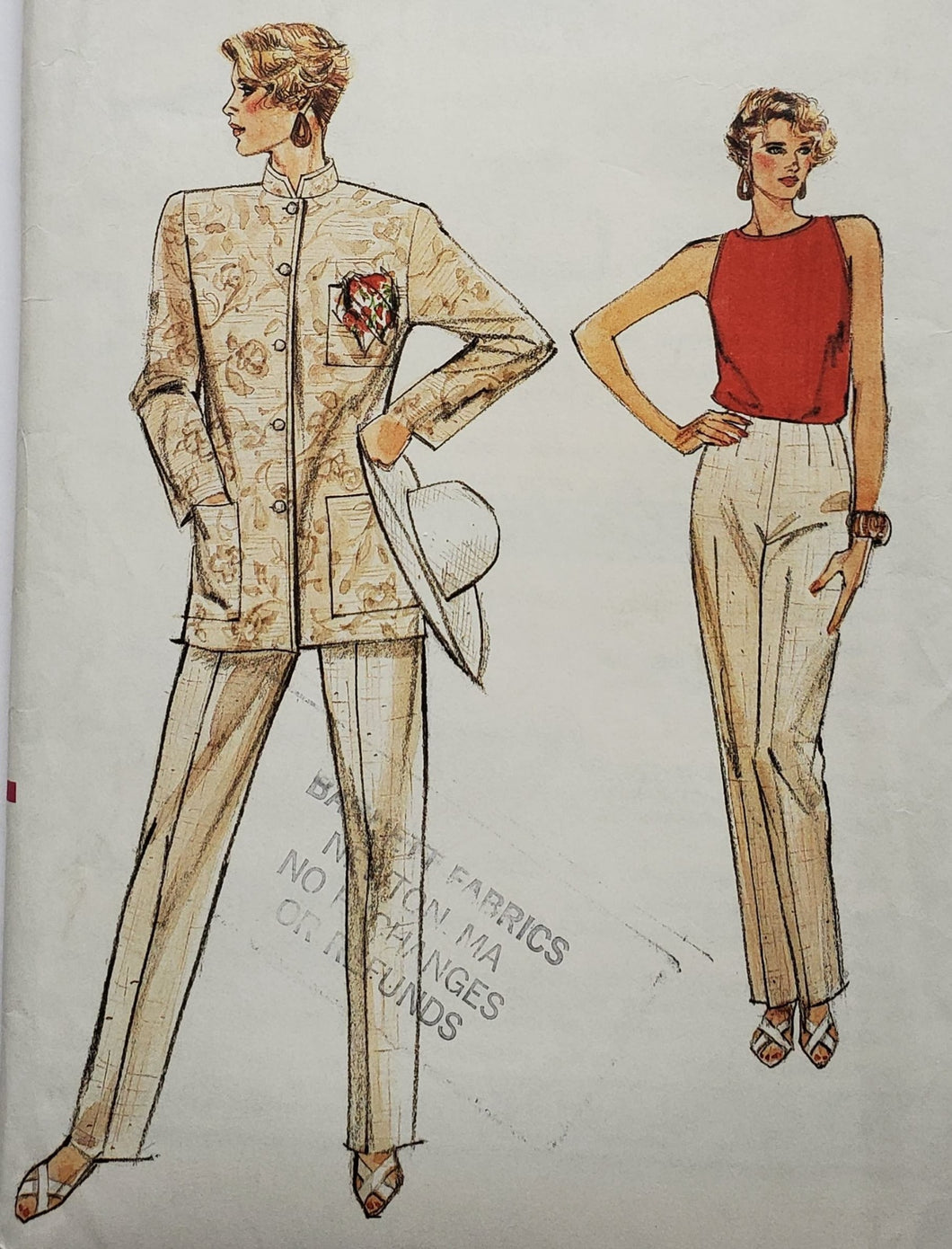 Vintage Vogue Pattern 9531, UNCUT, Very Easy, Top, Jacket and Pants, Size 6-8-10