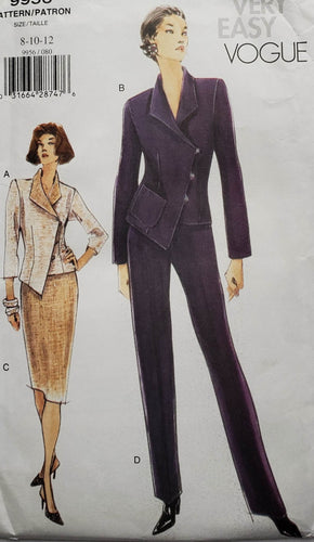 Vintage Vogue Pattern 9956, UNCUT, Very Easy Vogue Misses Pants, Skirt and Jacket, Size 8-10-12