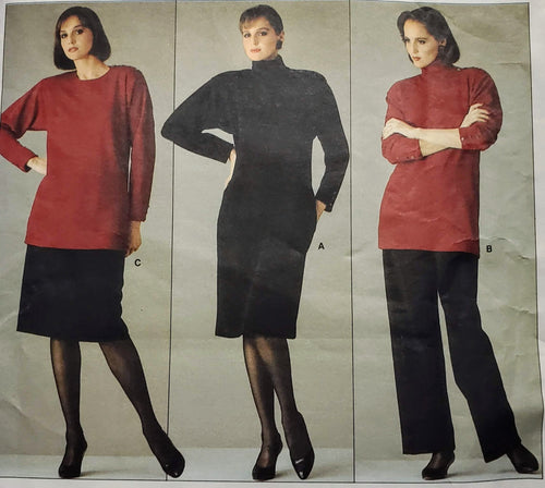 Vintage Vogue Pattern 1212, UNCUT, Calvin Klein, Very Easy, Top, Dress, Skirt and Pants, Size 14