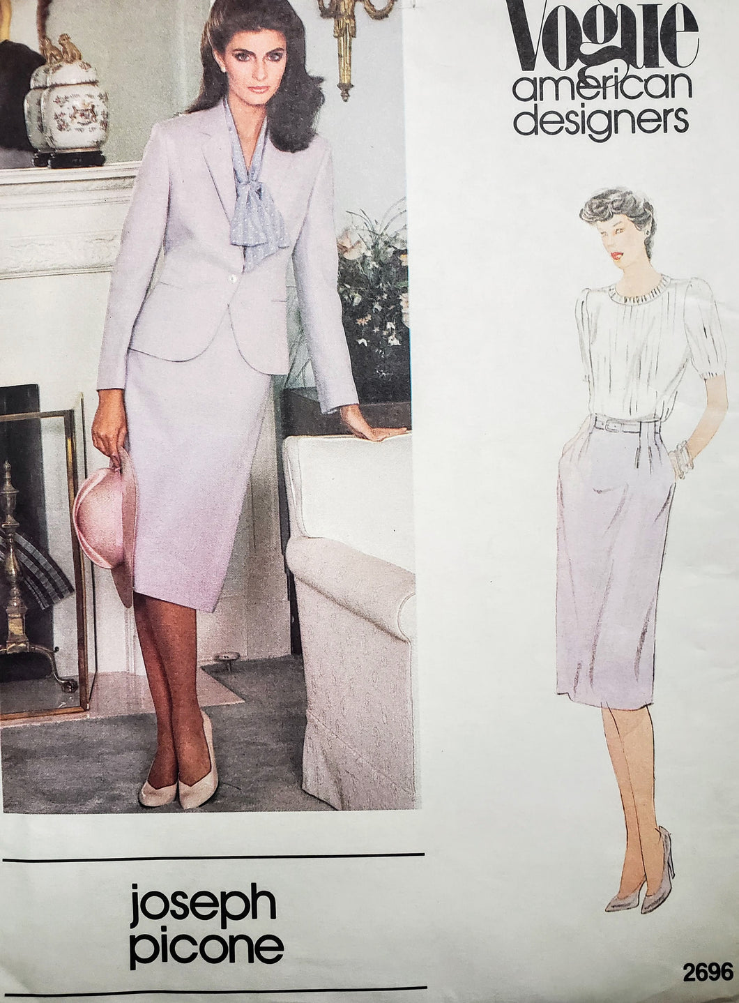 Vintage Vogue Pattern 2696, UNCUT, American Designer Joseph Picone, Misses Jacket and Skirt, size 6