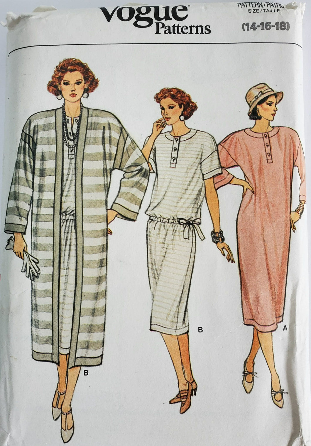 Vogue Pattern 9218, UNCUT and UNUSED Coat and Dress, Misses Size 14-16-18, Rare