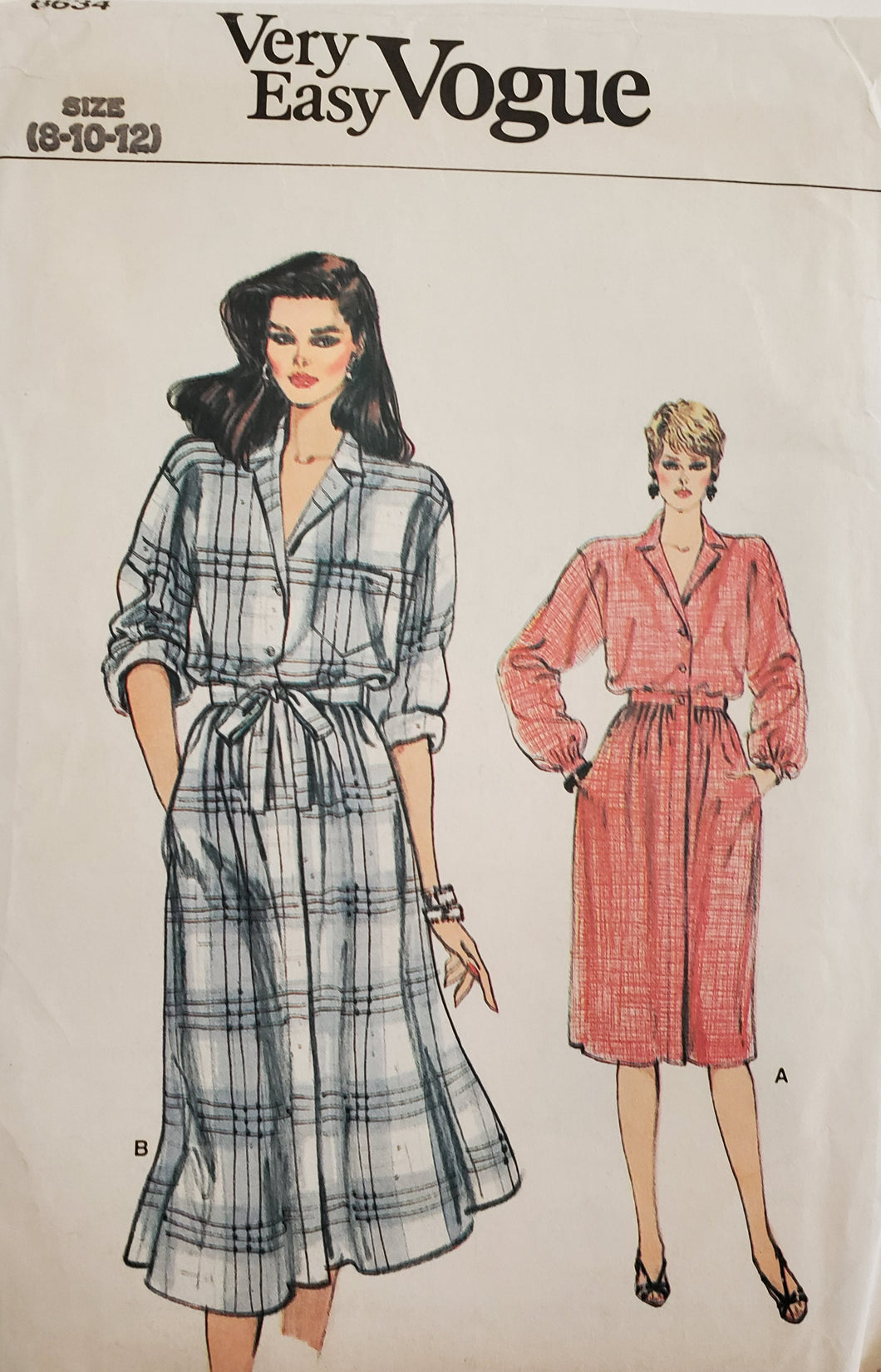 Vintage 8634 Very Easy Vogue Pattern, UNCUT and UNUSED Shirtdress look (skirt and top)