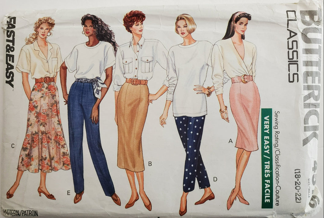 Butterick 4576 UNCUT, UNUSED Classics, Fast & Easy, Skirts and Pants, Size 18-20-22