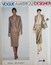 Load image into Gallery viewer, Vintage Vogue Pattern 2219, UNCUT, American Designer John Anthony, Misses Skirt, Jacket, and Blouse, Size 8
